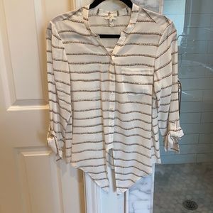 Joie white silk blouse with tie